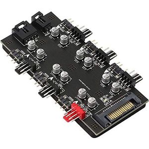XMSJSIY 12V 4Pin PWM & 5V 3Pin ARGB met SATA 15Pin Power 2-in-1 Hub 6 Way Sync CPU Koelventilator Adresseerbare RGB Verlichting PCB Splitter voor Uitgebreide Moederbord Interface