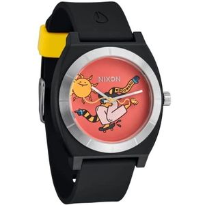 NIXON x Hannah Eddy Time Teller OPP A1366-100m Waterbestendig Unisex Analoog Fashion Horloge (40 mm wijzerplaat, 20 mm PU/rubber/siliconen band), Zwart/Geel