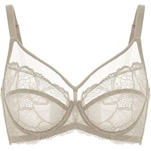 DOBREVA Dames Kant Minimizer BH met beugel Grote Borsten Sexy Volledige cups Ongevoerd Chinchilla 75F
