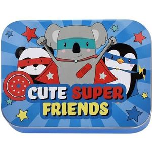 Super Friends Kinderpleisters met Licentie -5 stuks- Metalen Doos - 24 Pleisters - Mooie Design Pleister bewaardoos voor Kinderen - Plakpleister met Design - Geschikt voor Rugzak - Handtas
