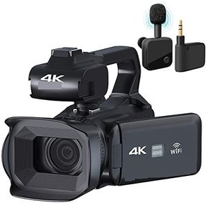 Videocamera Vlogcamera Recorder 64MP Vlog Camcorder 4K HD Fotografie Video Camera Live Streaming 18X Zoom AF Digitale Recorder Draaien Touch Screen(64G SD Card,With Wireless MIC)