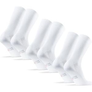 DANISH ENDURANCE Zachte Top Diabetes Crew Sokken voor Heren & Dames, 3-pack, Nette Brede Bamboe Sokken zonder Elastiek,Vocht Afwerend, Ademend, Wit, 43-47