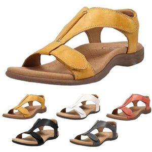 Orthopedische Sandalen Voor Dames, Platte Sandalen Voor Dames, Orthopedische Steunzolen, Instappers Met Open Teen (42,Geel)