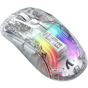 LiLiTok 2.4G draadloze gamingmuizen oplaadbare, RGB-transparante muizen met 7 toetsen -3 soorten verbinding, Bluetooth-muis Office Silent Muizen voor Macbook Laptop Pad PC (5 DPI 800-2400) (wit)