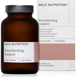 WILD NUTRITION Food-Grown® Borstvoeding Vitamines | Postnatal Vitaminen voor Energie & Immuunondersteuning | Vitamine B6, Zink, IJzer en Selenium | Fenegriek & Brandnetel | 90 Capsules