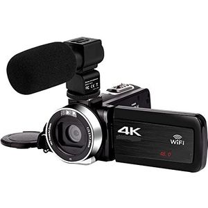 Videocamera Vlogcamera Recorder 4K UHD Digitale Video Camera for Vlog 18X Camcorder Live Streaming Camera Draaien LCD Touch Screen 48MP recorder(No SD Card,With Microphone)