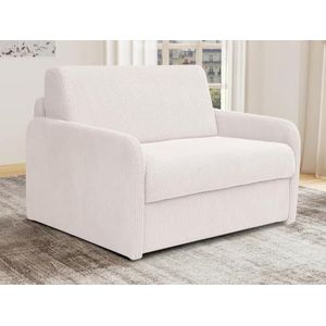 Vente-unique - Express-slaapfauteuil van beige ribfluweel - Bed 100 cm - Matras 14 cm - NADOA