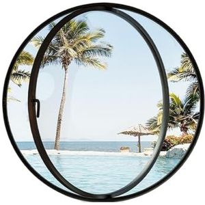 360° draaibaar rond raam, transparant patrijspoortraam van gehard glas, aluminium draai-kiepraam met ventilatie, voor keuken, slaapkamer, woonkamer(Black,60cm/23.6in)