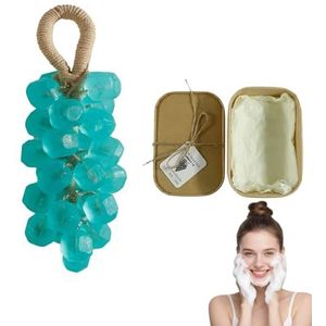 Druivenzeep, druivenzeep aan een touw, decoratieve handgemaakte kristallen druiven for het wassen van frisse lucht, langdurige geur, milde reiniging, kerstcadeau for mannen en vrouwen(Tea Tree)