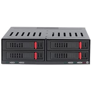 SSD Mobiel Rack, Aluminiumlegering 3TB 6Gbps Stille Ventilator 4 Bay HDD-kooi-indicatielampje voor Chassis 5,25 Inch
