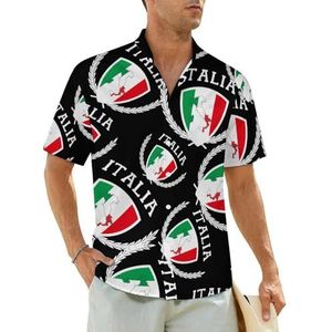 Italia Italië Italiaanse kaart vlag herenshirts korte mouw strandshirt Hawaiiaans shirt casual zomer T-shirt M