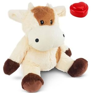 Knuffel met jouw ingesproken bericht [Microfoon + MP3] | Koe Koeien knuffel 45cm | Inc. Voice Recorder | Jouw eigen stem | Cadeau: Valentijn - Verjaardag - Geboorte – Moederdag | Message in a Cuddle