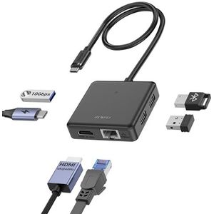 BENFEI USB C HUB 6in1 met HDMI (4K @60Hz), 100Mbps Ethernet, 100W Power Delivery, 1* USB 3.2 10Gbps en 2* USB 2.0, compatibel met iPhone 16 Pro/Max MacBook iPad Pro iMac S23 XPS17