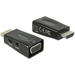 DeLock - adapter HDMI A stekker> VGA bus met audio screwless - adapter - audio/multimedia, zwart