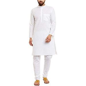 Whitewhale Witte katoenen Kurta pyjama voor Mens Indische kleding
