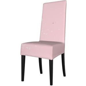 KemEng Stoelhoezen, stoelhoezen, roze en witte sterrenprint, stretch eetkamerstoelhoes, stoelhoes voor stoelen