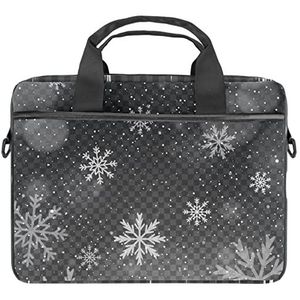 Dinosaurussen Huis Bus Boom Laptop Schouder Messenger Bag Crossbody Aktetas Messenger Sleeve voor 13 13.3 14.5 Inch Laptop Tablet Beschermen Tote Bag Case, Grijze sneeuwvlok, 11x14.5x1.2in /28x36.8x3 cm