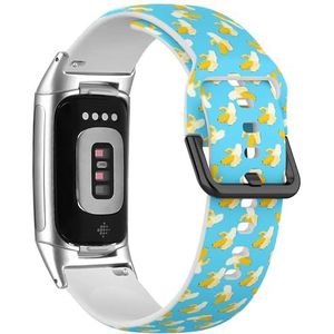 RYANUKA Sport-zachte band compatibel met Fitbit Charge 5 / Fitbit Charge 6 (Banana Paper Cut) siliconen armband accessoire, Siliconen, Geen edelsteen
