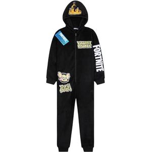 Get Trend Onesies voor jongens en tieners 7-16 jaar, fleece loungewear met lange mouwen, pyjama's, jumpsuit, pyjama, gamercadeaus voor jongens, Zwart, 7-8 jaar
