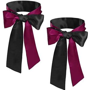 Slaapmasker, satijn, hoofdband, oogschaduw, blindfold blinder, slaapmaskers, kostuum voor volwassenen, koppels, geliefden, 2 stuks, 150 cm, zwart en rood