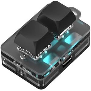 USB 2-Key Mini-Toetsenbord, Ondersteuning van Programmeermacro en Software Blauwe Schakelaar Aangepast Toetsenbord met RGB-licht, Ondersteuning Bluetooth en USB C-verbinding