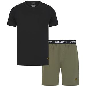 Lyle & Scott Heren Pyjama Loungewear Set Charlie, Zwart/Kever, L