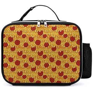 Pepperoni Pizza Draagbare Geïsoleerde Lunch Zakken Box Tote Volwassenen Koeltas voor Mannen & Vrouwen Werk Picknick