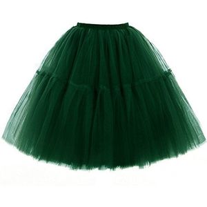 Babyonline tule rok voor dames, 5 lagen, prinsessenjurk, knielang, petticoat, balletrok, onderrok, pettiskirt swing, eenheidsmaat, donkergroen, Eén Maat