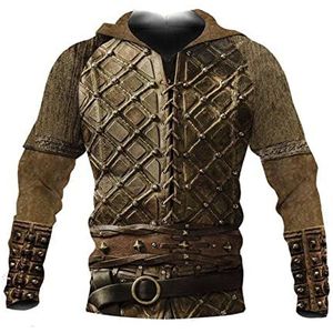 Hongwenstore Sweatshirt met capuchon voor ridders, middeleeuwse uitrusting, sweatshirt met capuchon, 3D-print jas voor volwassenen, vintage, voor heren, Stijl 02, M