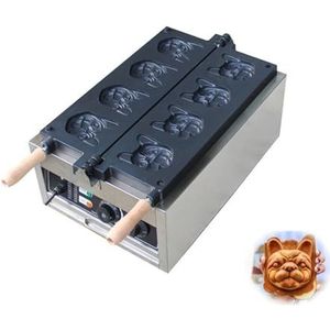 Commercieel elektrisch wafelijzer, 3000 W broodmachine in de vorm van een hondenkop, roestvrijstalen antiaanbakpan for het maken van koekjes, met timing en temperatuurregeling