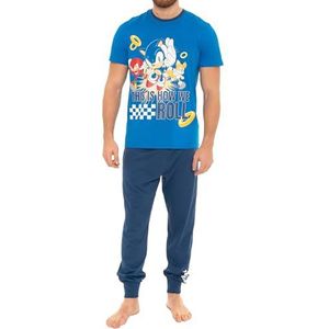 Sonic the Hedgehog Pyjama's | Sonic Heren Pyjama's | Katoenen Heren Pyjama Sets | Officiële Merchandise | Blauw | M