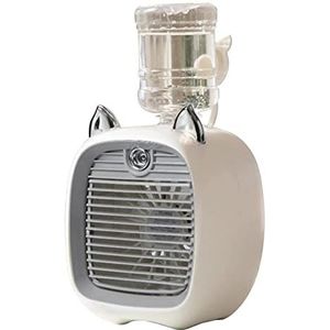 Leuke Kat Oor Elektrische Ventilator Airconditioning Ventilator USB Spray Water Mist Fan Mini Luchtbevochtiger Ventilator Bureau Koeler Ventilator Verstelbare Air Swing Gebruiksvriendelijk(Light Grey)