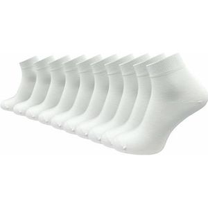 GAWILO Quarter herensokken van 100% puur katoen (6 paar | 10 paar) | korte en dunne enkelsokken | zonder drukkende naad over de tenen, wit | 10 paar, 43-46 EU