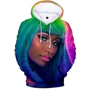 ExaRp Nickis Minaj 3D Print Hoodie Anime Trui Lange Mouw Sweatshirts Sportkleding, Multi kleuren 2, S