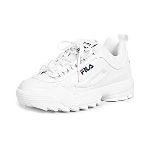 Fila Dames Disruptor II Metallic-goud accent sneakers, wit, 38.5 EU Smal