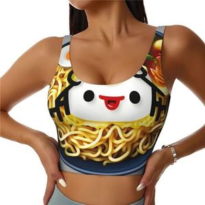 Ei Cup Noodle Ramen Print Casual Wear Vrouwen Sport Vest Yoga Vest Workout Vest Voor Vrouwen Lichtgewicht Trendy, Zwart, S