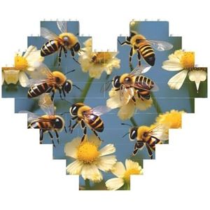 Honingbijen bloemen legpuzzel - hartvormige bouwstenen puzzel-leuk en stressverlichtend puzzelspel