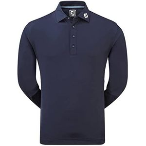 Footjoy Thermolite Smooth Pique poloshirt met lange mouwen voor heren, Blauw (marineblauw 96955), XL