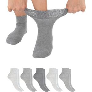 Footstar Diabetische sokken (6 paar) naadloze sokken zonder elastische band voor dames en heren, 6 paar lichtgrijs (korte sokken), 43-46 EU
