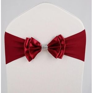 sjerpen stoelband Stoelsjerpen, stoeldecoratie, 10 stuks satijnen stoelsjerpen, neppe diamanten, zachte stoelbanden, strikknoop, bruiloftssjerp, feest, banket, kerst, evenement, hoteldecoraties - rood