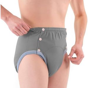 Katoenen incontinentiebroek voor volwassenen: wasbaar, ademend, verstelbaar, lekvrij ondergoed voor ouderen (grijs, 3XL)
