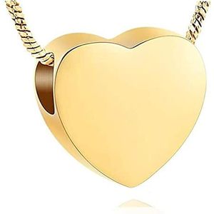 SASHUN XLIAN326 Custom Classic Heart Urn Ketting Voor As Hanger Roestvrij Staal Crematie Houder Urn Keepsake Memorial Ketting Voor Vrouwen Meisjes Huisdier Memorial (Metalen kleur: Goud Blank)