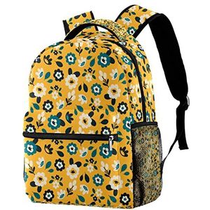 Rugzak Lichtgewicht Daypack Rugzak voor Shool Kleurrijke Bloemen Geel