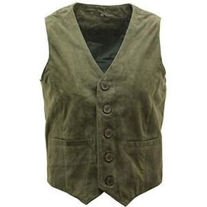 Heren Gilet - Groen - Echt Suède - Lichtgewicht - Biker Fashion Vest