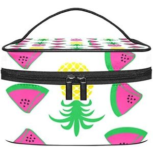 Vissen Kleurrijke Make-up Tas voor Vrouwen Meisjes Cosmetische Zakken met Handvat Reizen Make-up Organizer Bag, Tropisch fruit patroon, 8.9x5.9x5.4 Inches, Make-up Pouch