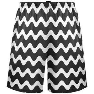 LI ZHI XIN Herenpyjamabroek, korte pyjamabroek, zomer casual shorts, elastische tailleband met trekkoord, rechte losse pasvorm met 2 zakken, S-XXL zigzag gekartelde vorm, Meerkleurig, S