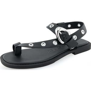 Aerosoles Cedar platte sandaal voor dames, Zwart Pu, 38 EU