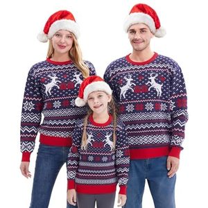 Giggling Getup Bijpassende familie-kersttrui, schattige gebreide kersttrui met lange mouwen, zwarte foute kersttrui, M