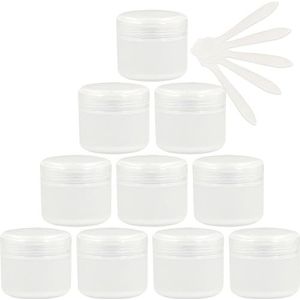 OIFAODAO， 12 stuks lege 50 ml roze plastic cosmetische potten met schroefdeksel, g kleine pot binnenvoering for reisgel lippenbalsem + 5x spatel ��，Cosmetische potjes(Transparent,30ml)