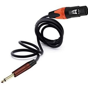 6.35mm Mono Man-vrouw 3-Pin XLR TS 1/4 Ongebalanceerde Microfoon Interconnect Kabel Kwart Inch Naar XLR Cord Fit Compatible With AMP (Color : Black Orange, Size : 3m)